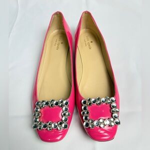 Kate Spade Norella Patent Leather Ballet Flats Hot Pink 9.5 Made in Italy